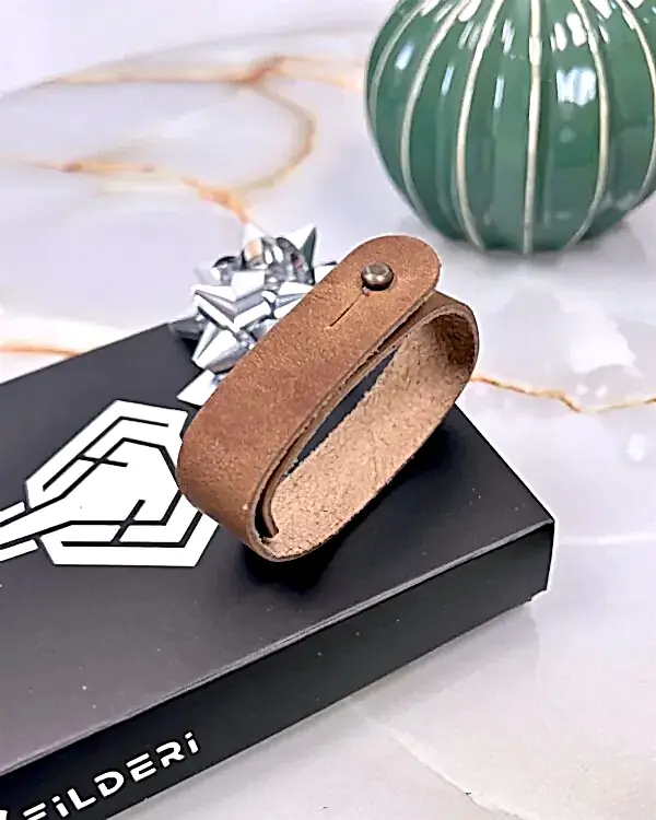 Deri Bileklik Kum Renk