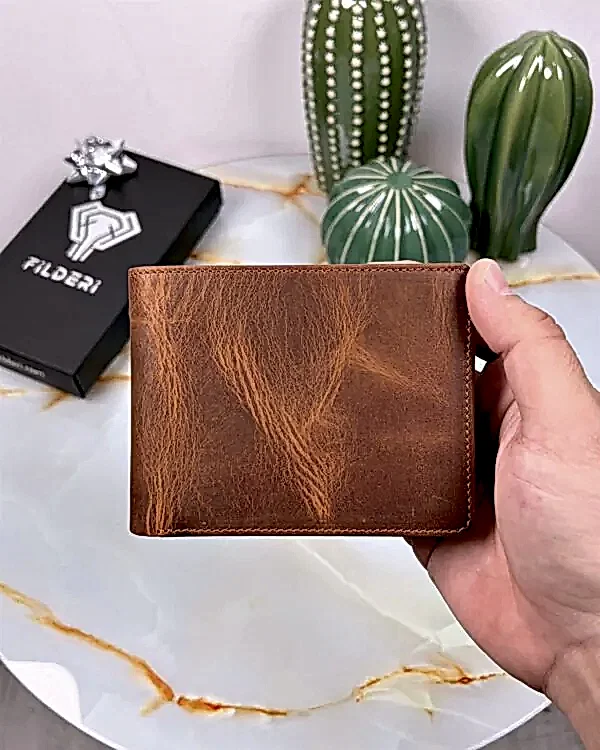 İsimli Erkek Cüzdan Hakiki Deri Fındık Renk 2016