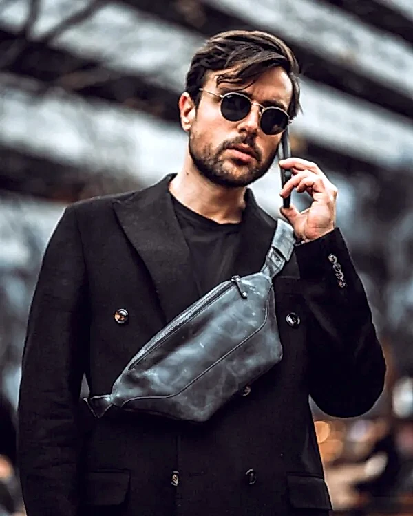 Çapraz Deri Çanta Füme Renk 2046