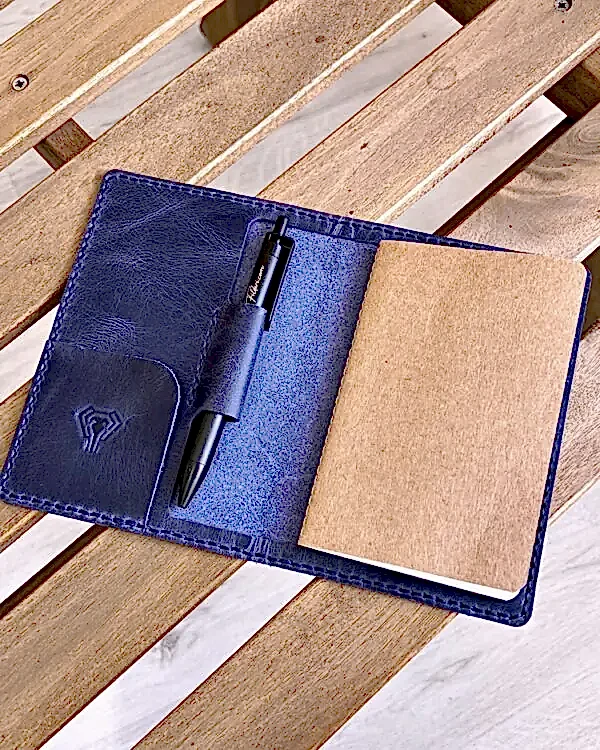Hakiki Deri Mini Ajanda Lacivert Renk 2051-1