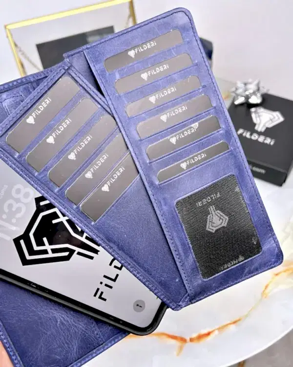 Cüzdan ve Kartlık Telefon Bölmeli Hakiki Deri Lacivert 2027