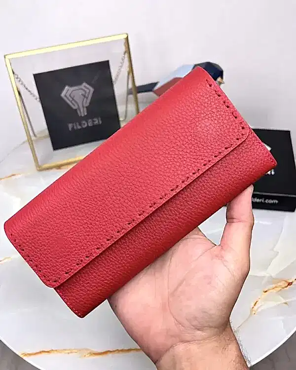 Kırmızı Deri Cüzdan Saraç Dikişli 2022