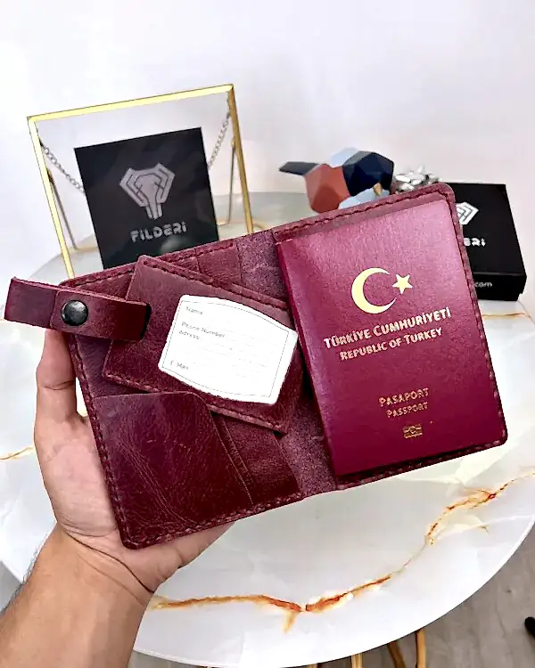 Pasaport Kılıfı Hakiki Deri Bordo Renk 2038