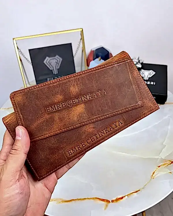 Cüzdan Anahtarlık Mousepad Hediye Seti Hakiki Deri