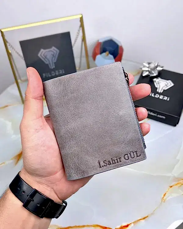 Deri Cüzdan Kartlık Gri Renk 2044
