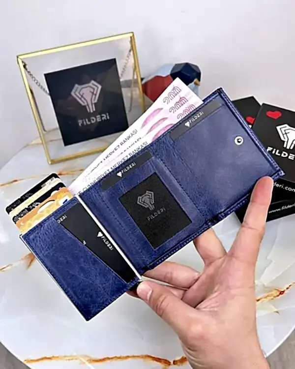 Otomatik Kartlık Hakiki Deri Lacivert Renk 2001