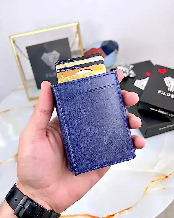 Otomatik Kartlık Hakiki Deri Lacivert Renk 2001