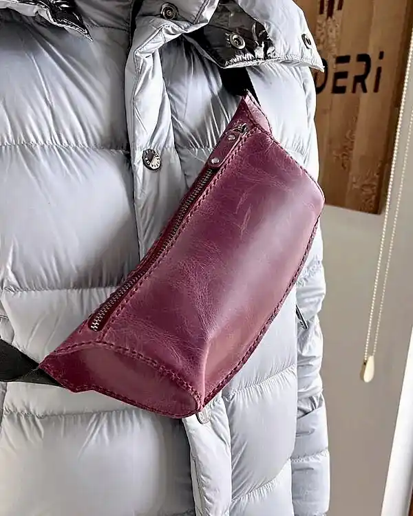 Çapraz Deri Çanta Hakiki Deri Bordo Renk 2035