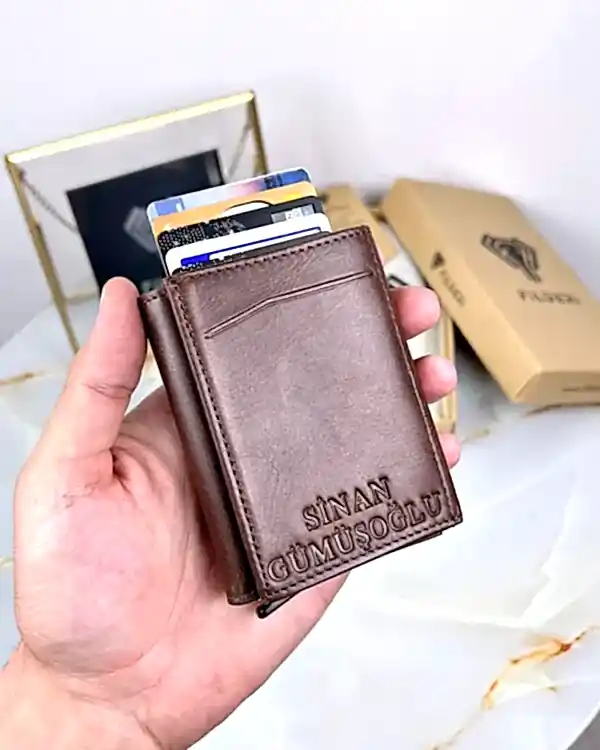 Hakiki Deri Mekanizmalı Cüzdan