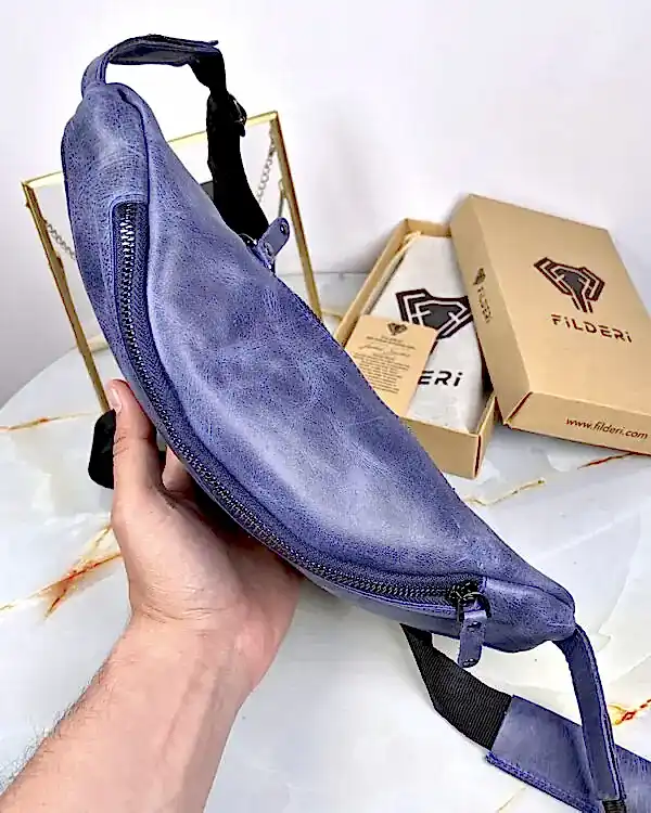 Crossbody Çanta Hakiki Deri Lacivert Renk 2046