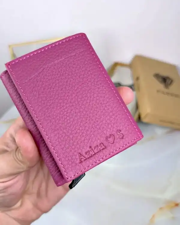 Mekanizmalı Cüzdan Hakiki Deri Pembe Renk 2001