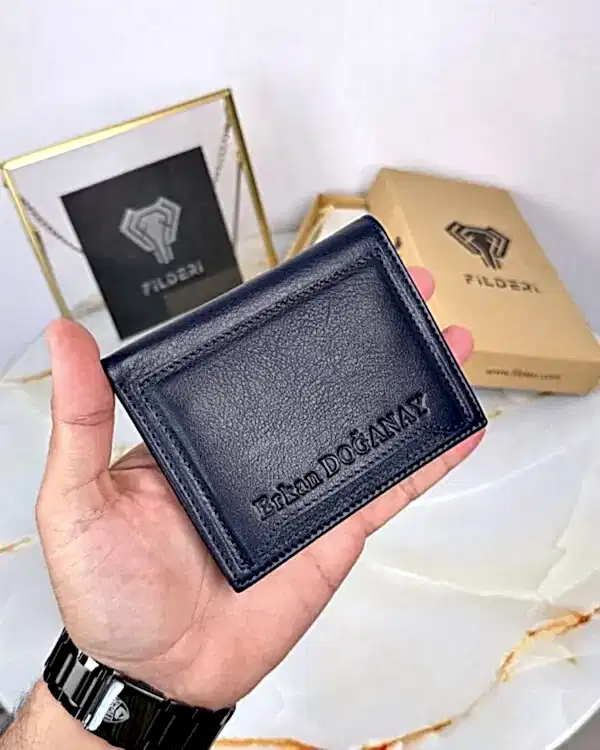 Cüzdan Kartlıklı Hakiki Deri Düz Lacivert 2058