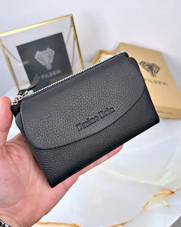 Küçük Kadın Cüzdan Siyah Hakiki Deri 2064