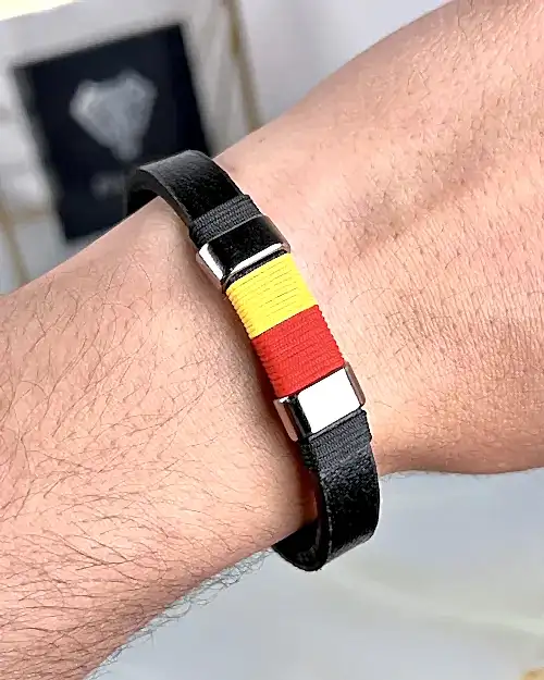 Sarı Kırmızı İpli Deri Bileklik