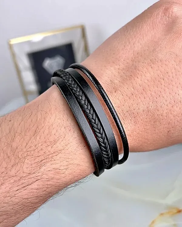 Hakiki Deri Bileklik Siyah Renk