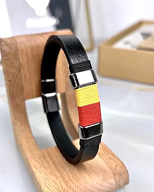 Sarı Kırmızı İpli Deri Bileklik
