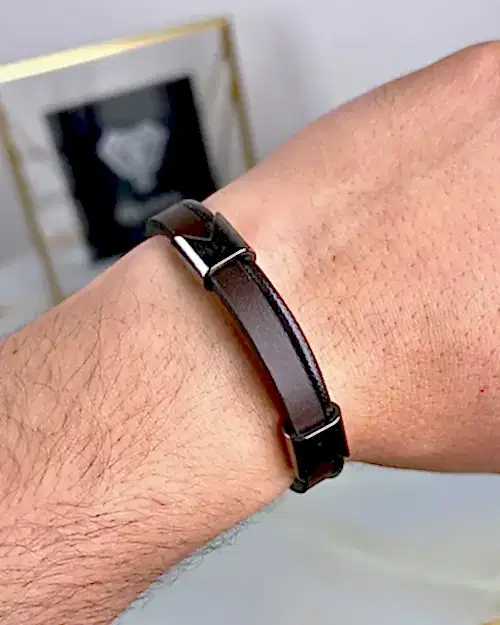 Çift Aksesuarlı Kahve Deri Bileklik