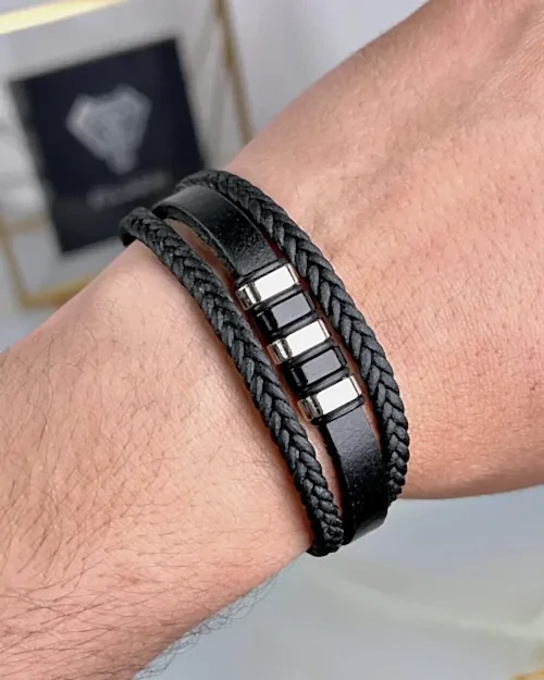 3lü Deri Bileklik Aksesuarlı