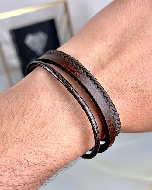 Kahverengi Örgülü İpli Bileklik