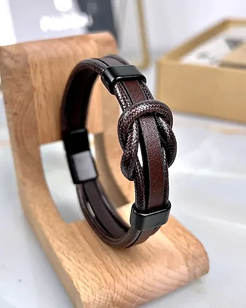 Geçmeli Kahve Deri Bileklik
