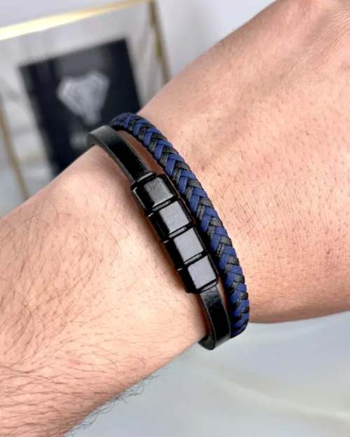 Mıknatıslı Lacivert Siyah Bileklik Aksesuarlı