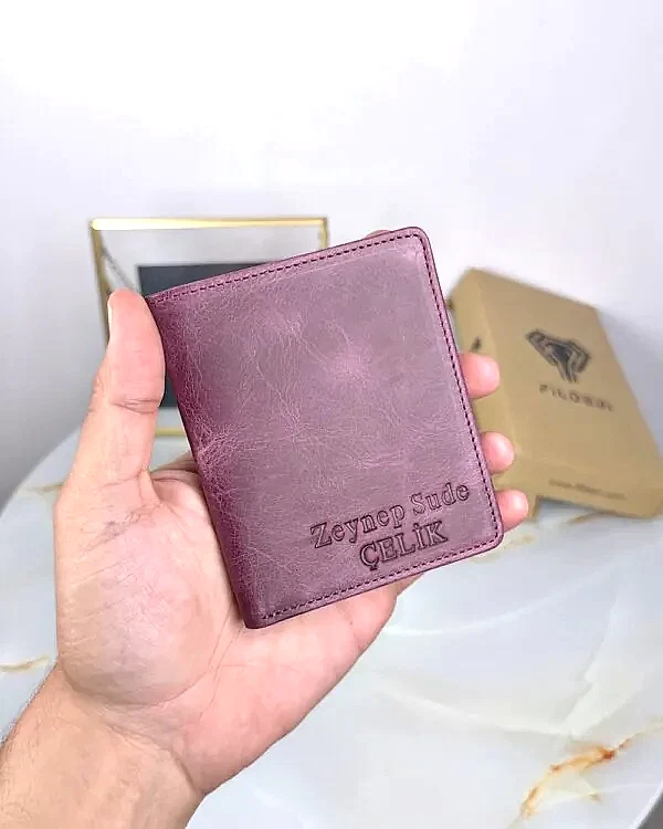 Bifold Cüzdan Gerçek Deri Vişne Renk 2004