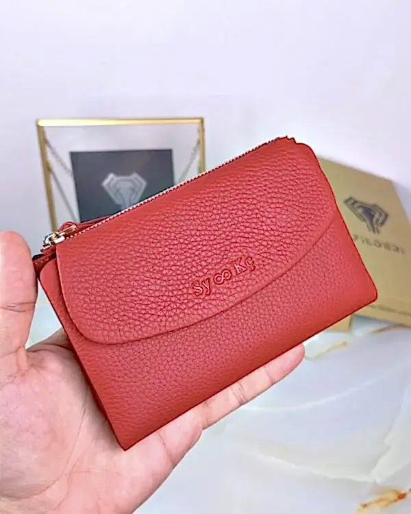 Küçük Kadın Cüzdan Kırmızı Hakiki Deri 2064