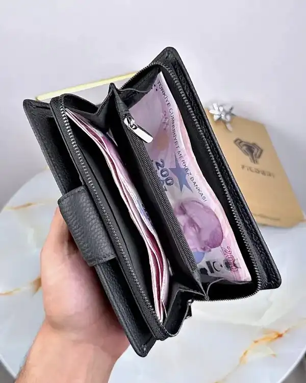 Büyük Cüzdan Hakiki Deri Siyah Renk 2069