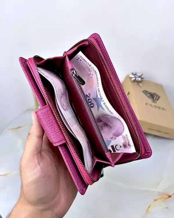 Büyük Cüzdan Hakiki Deri Lila Renk 2069