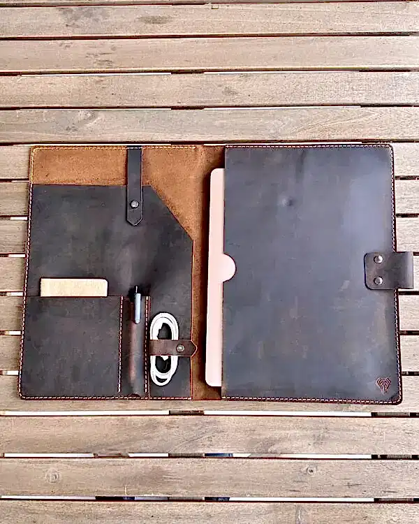 Laptop Bölmeli Organizer El Dikişi Hakiki Deri 2075