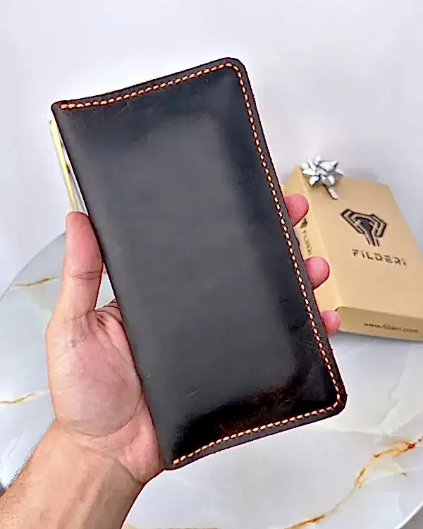 El Dikişi Cüzdan Telefon Bölmeli Hakiki Deri Kahverenk 2072