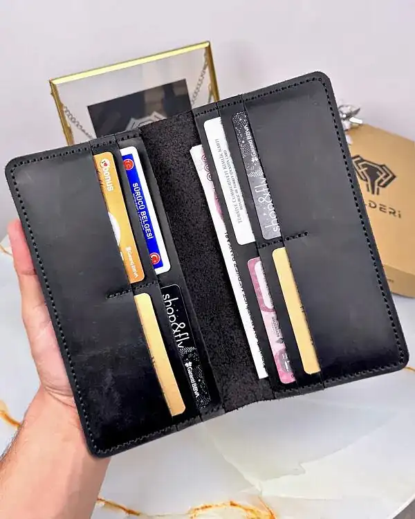 El Dikişi Portföy Cüzdan Hakiki Deri Siyah 2071