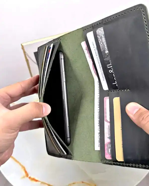 El Dikişi Portföy Cüzdan Hakiki Deri Yeşil 2071