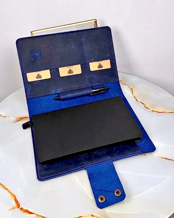 El Dikişi Organizer Ajandalık Hakiki Deri Lacivert 2074