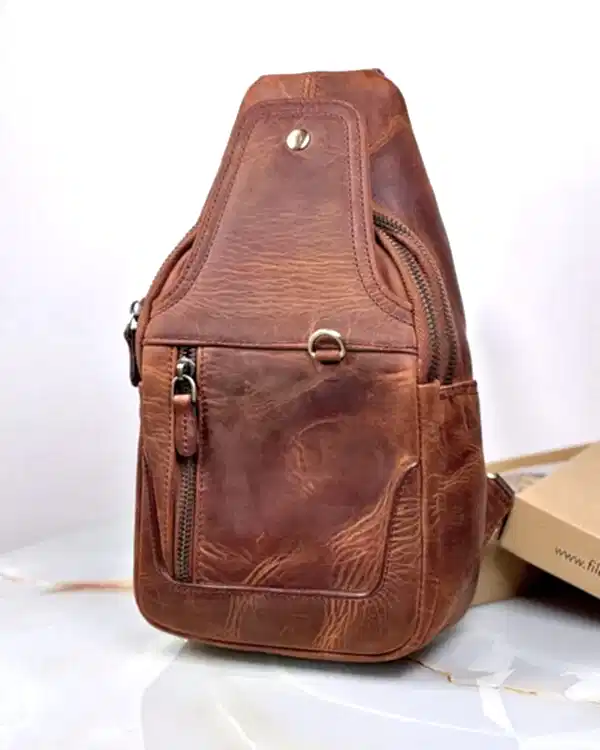 Eskitme Deri Omuz ve Çapraz Askılı Çanta Fındık Renk 2083