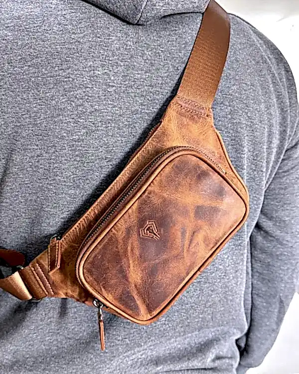 Hakiki Deri Çapraz Çanta Cross Body Çanta - Fındık - 2085