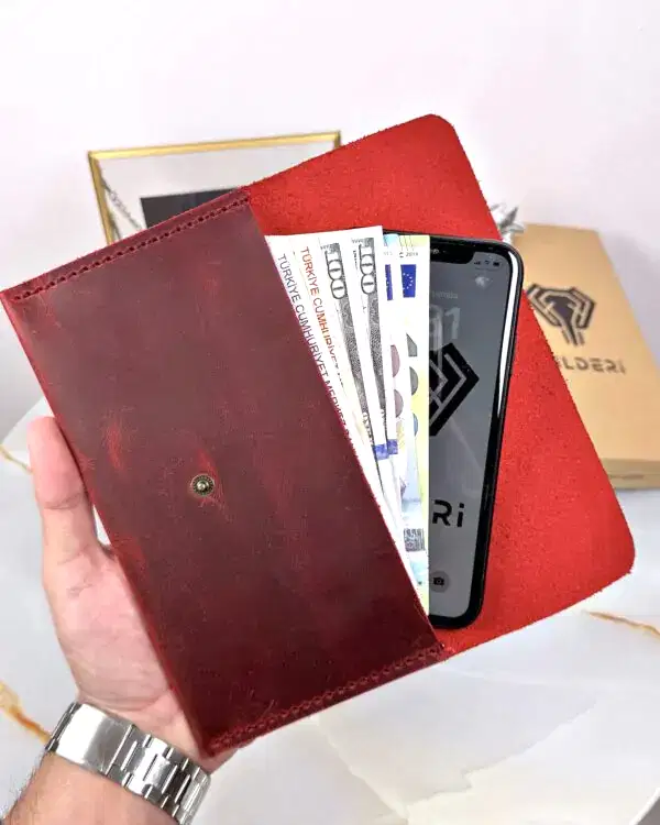 Zarf Cüzdan Hakiki Deri Bordo Renk 2086