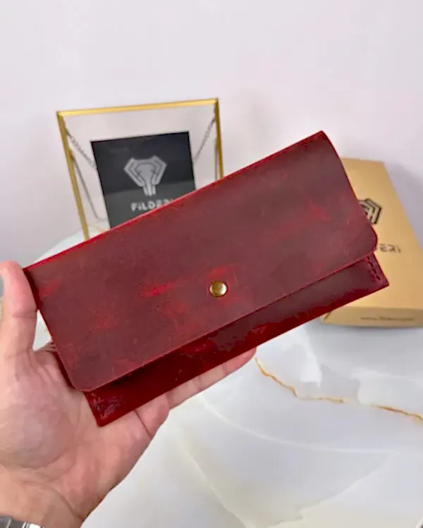 Zarf Cüzdan Hakiki Deri Bordo Renk 2086