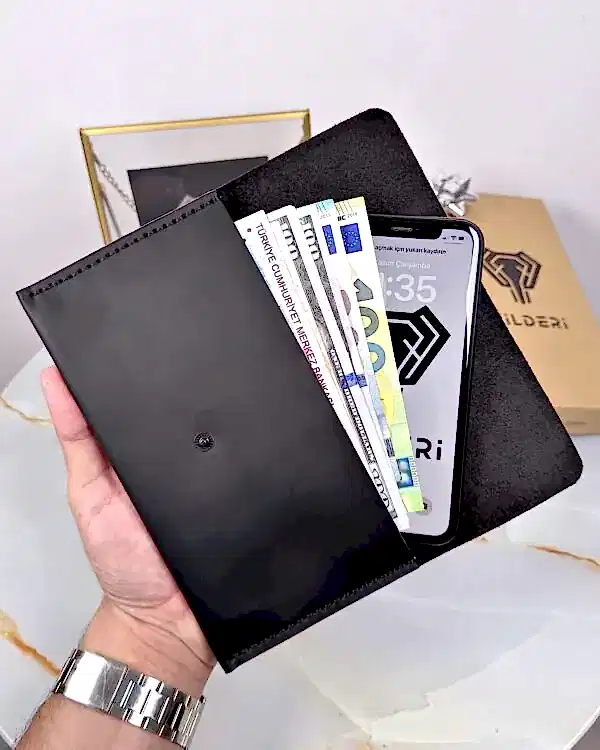 Zarf Cüzdan Hakiki Deri Siyah Renk 2086