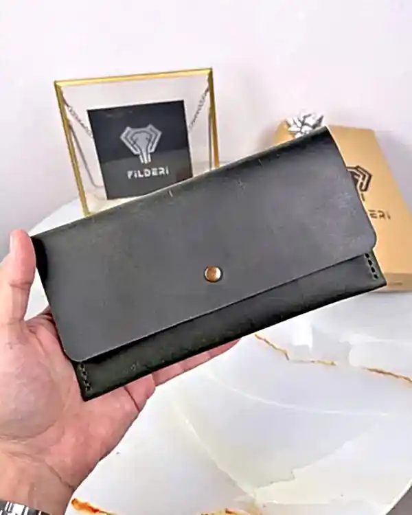 Zarf Cüzdan Hakiki Deri Yeşil Renk 2086