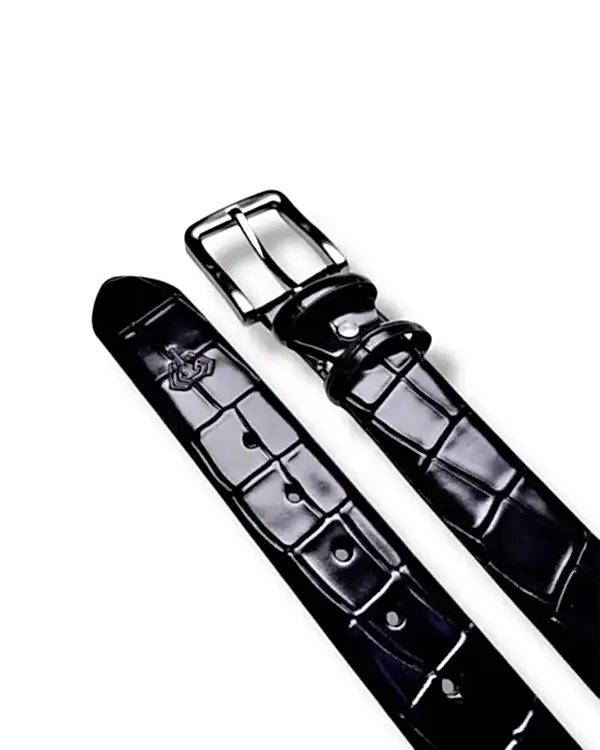 Croco Desenli Hakiki Deri Kemer Siyah