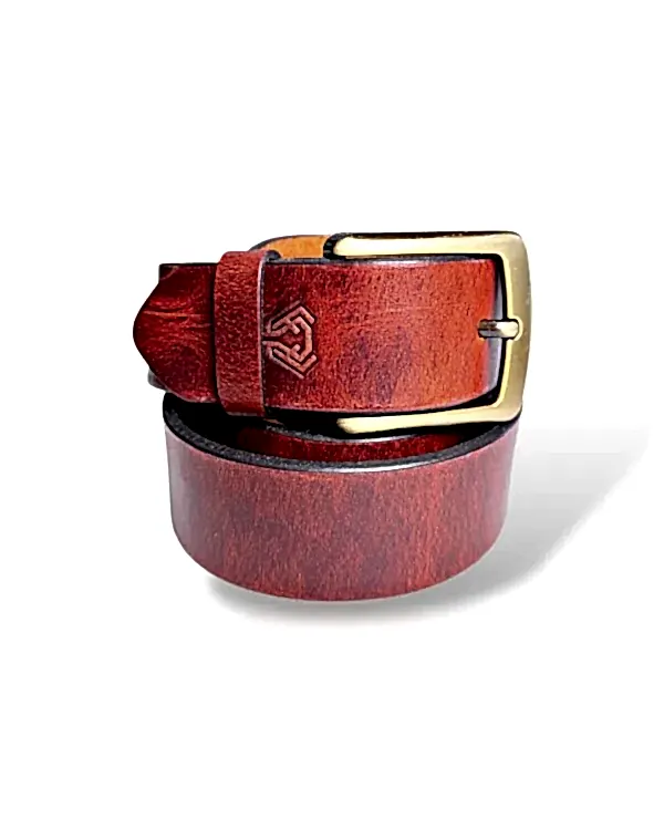 Eskitme Deri Kemer Kızıl Renk