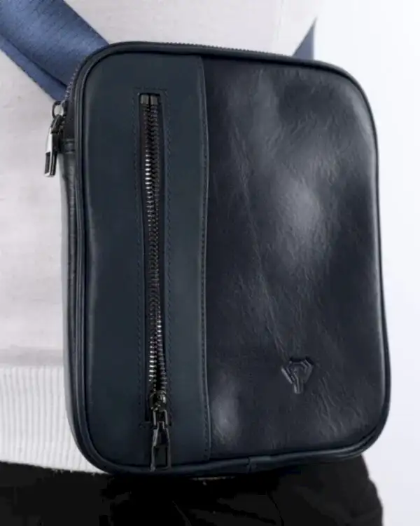 Askılı Deri Omuz Çantası 2088 - Lacivert