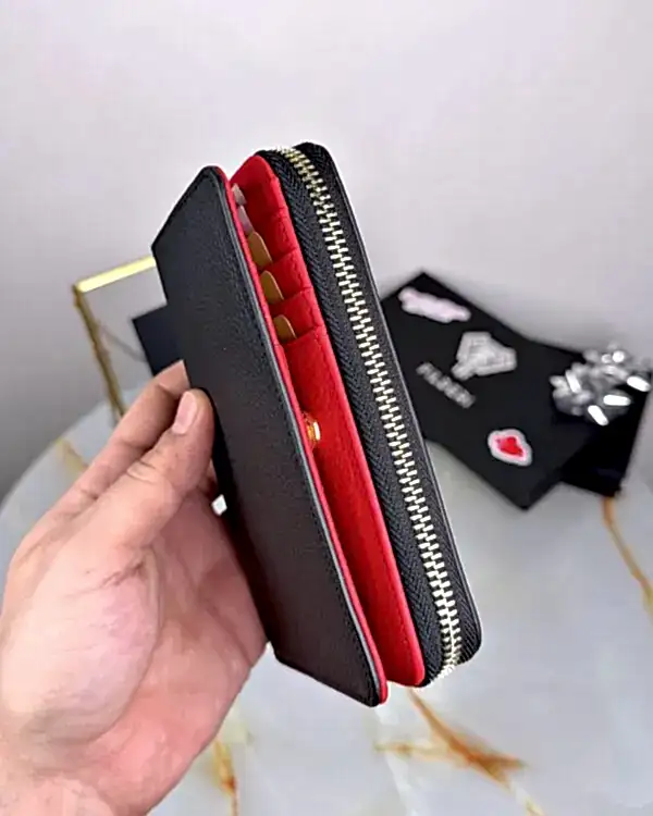 Hakiki Deri Lüks Kadın Cüzdan 2091 - Siyah Kırmızı