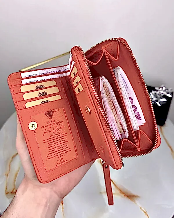 Hakiki Deri Lüks Kadın Cüzdan 2091 - Kırmızı