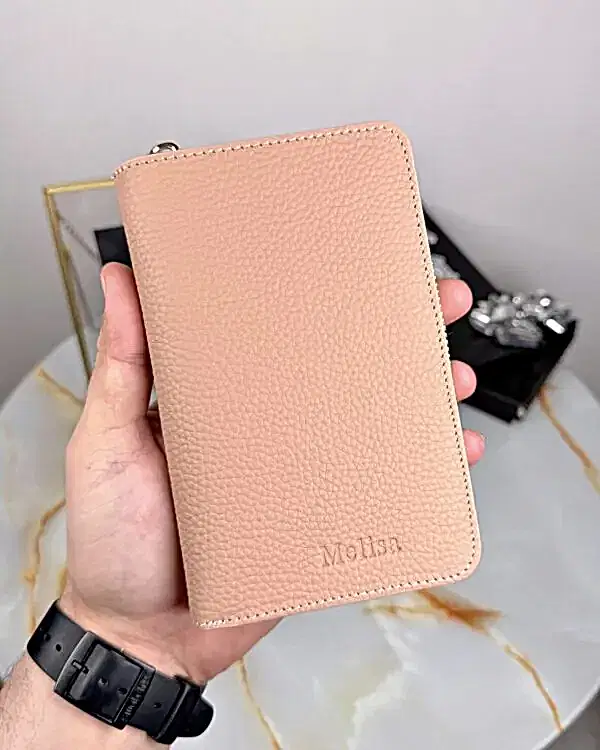 Hakiki Deri Lüks Kadın Cüzdan 2091 - Pudra