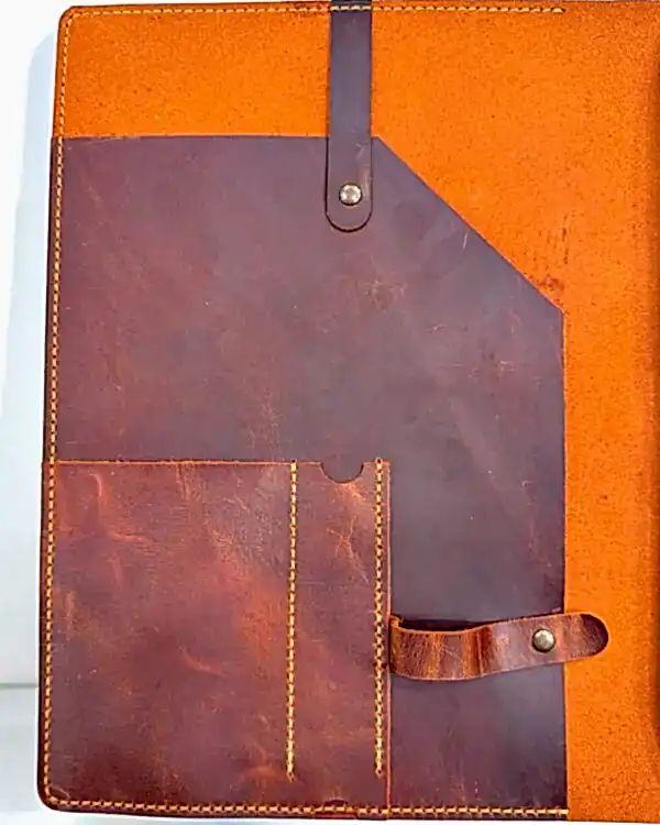 Laptop Bölmeli Organizer El Dikişi Hakiki Deri Fındık 2075