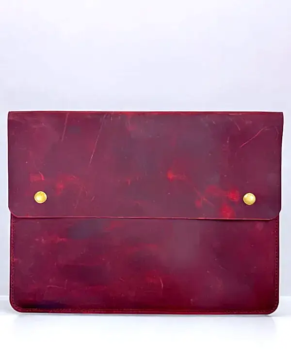 Macbook Air Kılıfı 13 inch Hakiki Deri 2076 - Bordo