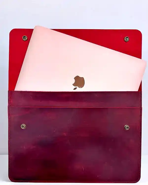 Macbook Air Kılıfı 13 inch Hakiki Deri 2076 - Bordo