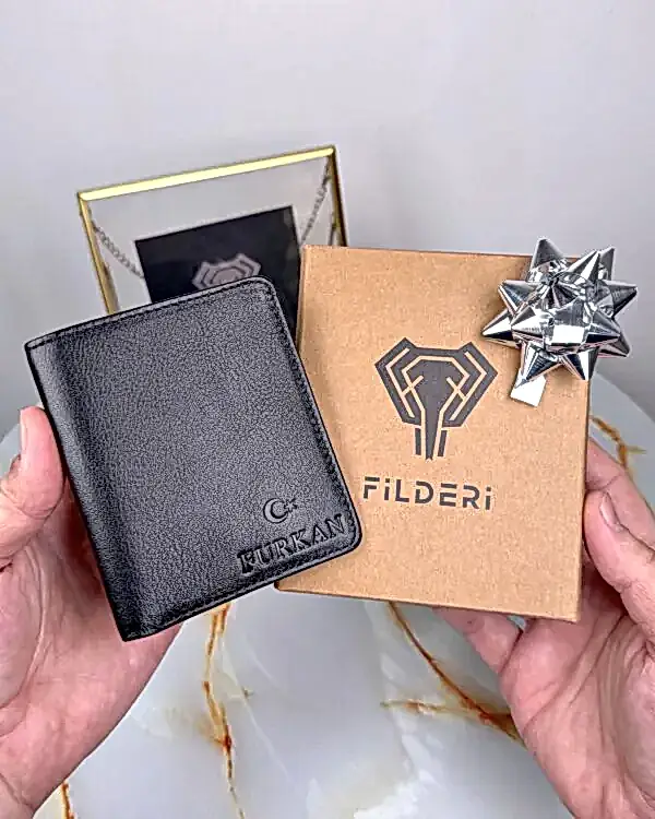 Deri Kartlık Cüzdan Hakiki Deri Parlak Siyah 2004
